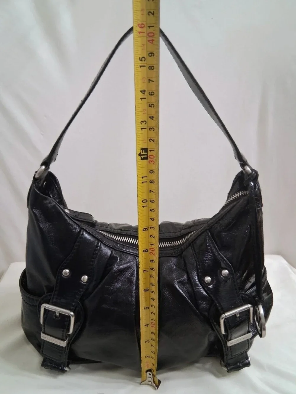 Michael Kors Lattington Black Patent Leather Shoulder Purse